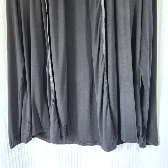 41 Hawthorn Sweater Cardigan Womans Med Relaxed Rayon Blend Faux Leather Black - Picture 4 of 7